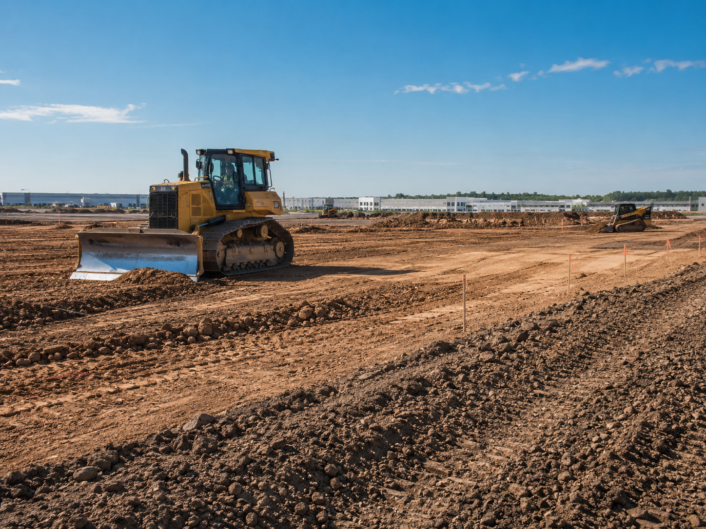 Excavation and Grading in Coweta - OK underway as a crew shapes a residential building pad