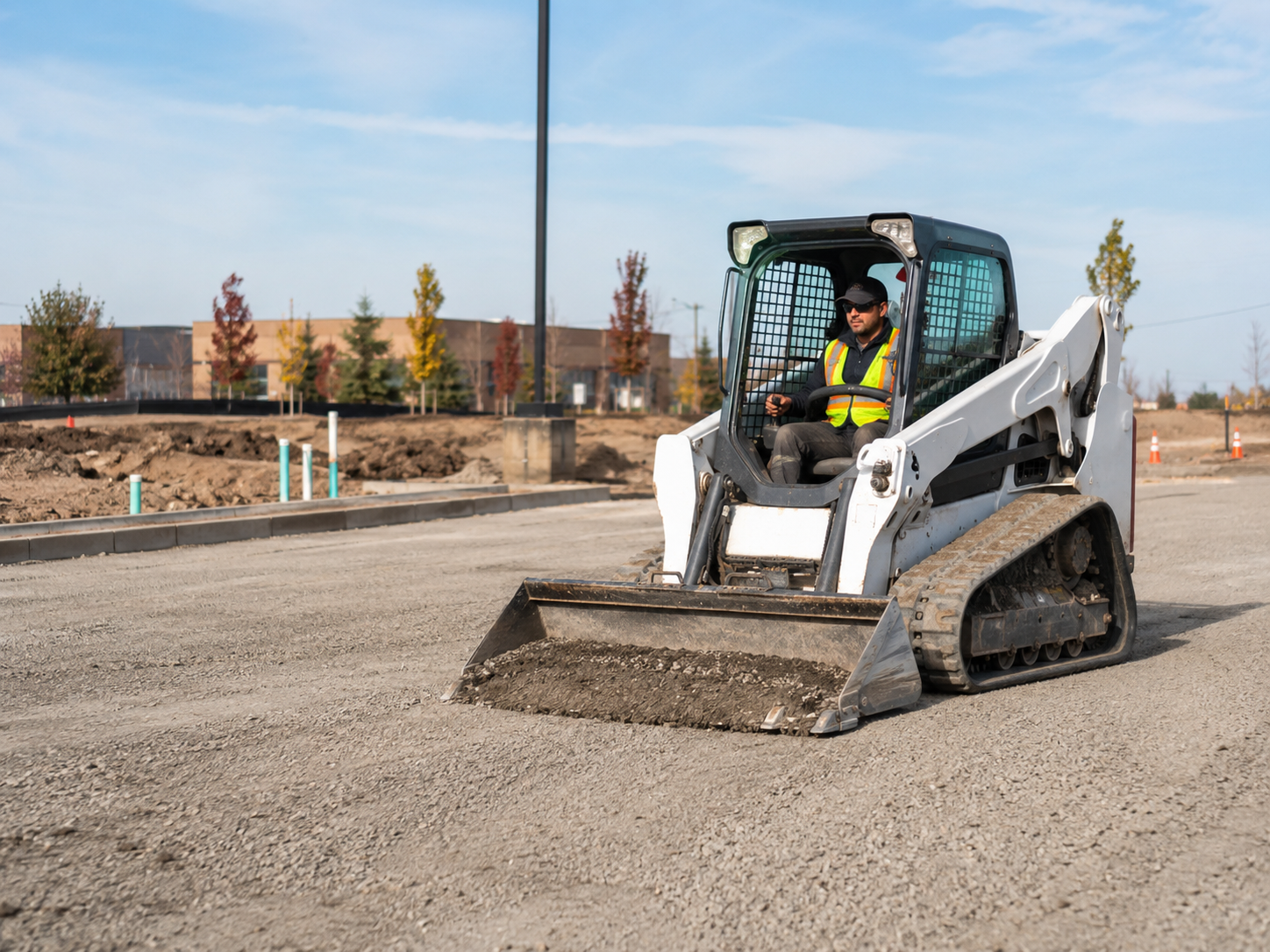 Operator fine-tuning grade elevations for drainage flow and construction-ready building surface